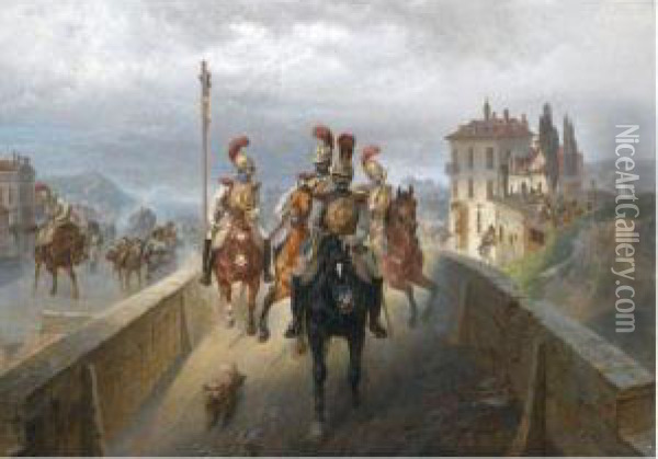 Napoleonic Troops Oil Painting - Bogdan Pavlovich Villevalde