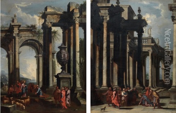 Cristo E L'adultera E Professione Di Fede Di San Pietro Oil Painting - Giovanni Paolo Panini