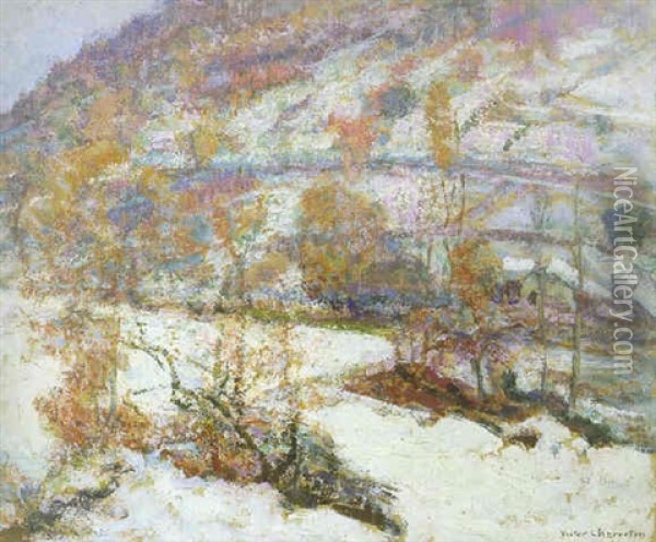 Paysage De Neige, Grenoble Oil Painting - Victor Charreton