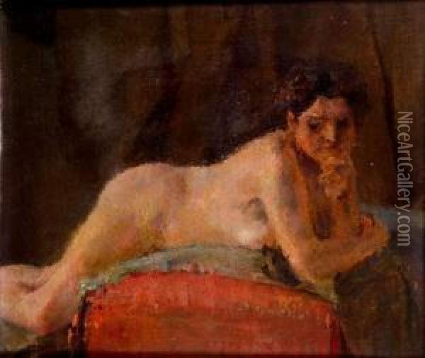 Femme Nue Allongee Oil Painting - Emile Schneider