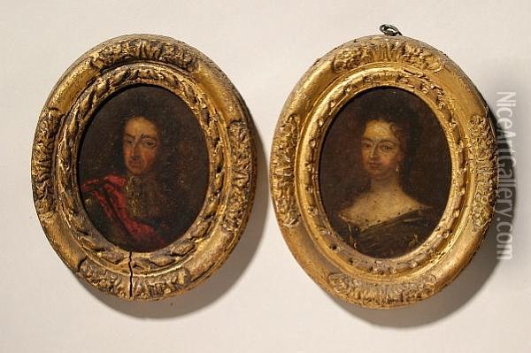 A Miniature Portrait Of King William Iii Oil Painting - Sir Godfrey Kneller