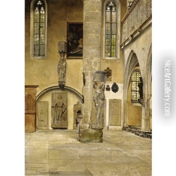 The Franciscan Church, Rothenburg Oil Painting - Josef Theodor Hansen