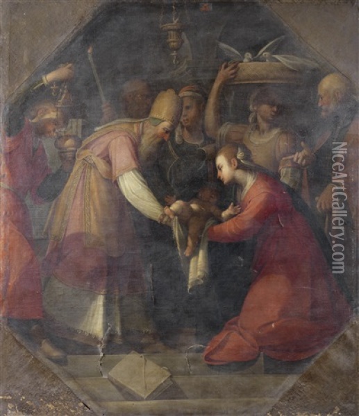 The Presentation In The Temple Oil Painting - Giovanni Andrea Ansaldo