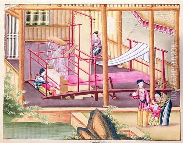 Weaving, from a book on the silk industry Oil Painting - Anonymous Artist