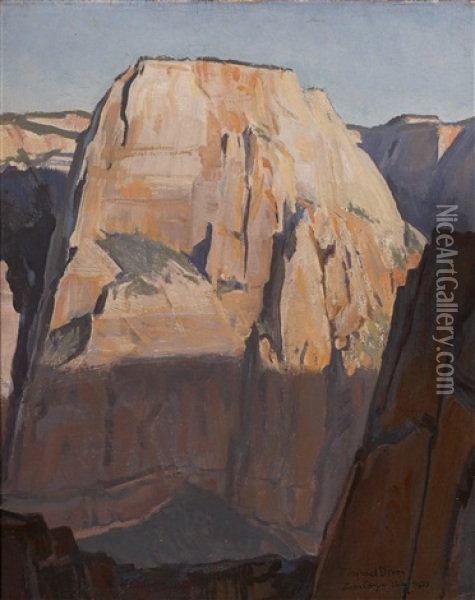 Great White Throne, Zion Canyon, Utah Oil Painting - Maynard Dixon