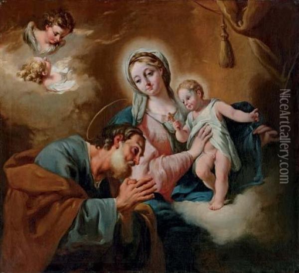 The Holy Family Oil Painting - Giovanni Battista Pittoni the younger