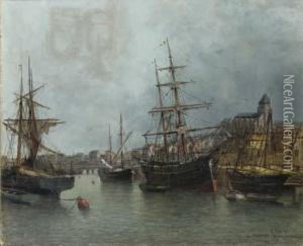 A View Of The Treport Seine Inferieure Oil Painting - Jules Vernier