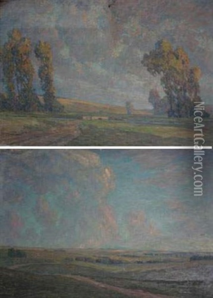 Paysage Au Ruisseau (+ Paysage; Pair) Oil Painting - George Howland