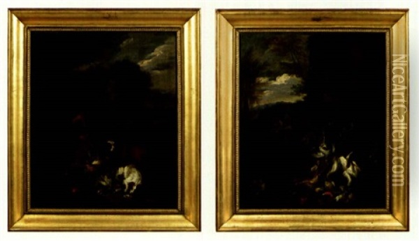 Trophees De Chasse Au Chasseur (pair) Oil Painting - Adriaen de Gryef