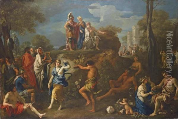 Aeneas Seeking The Counsel Of Anchises In Hades Oil Painting - Alexandre Ubeleski