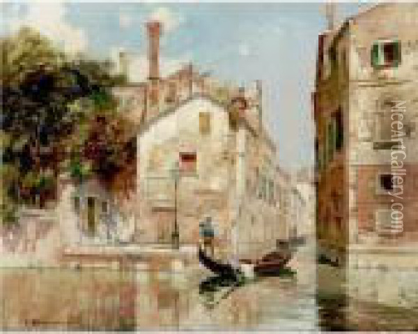 The Waiting Gondolier, Venice Oil Painting - Carlo Brancaccio