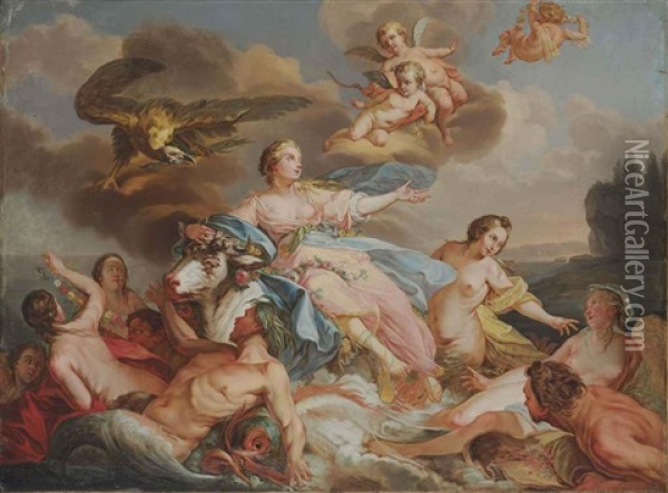 The Rape Of Europa Oil Painting - Jean Baptiste Marie Pierre