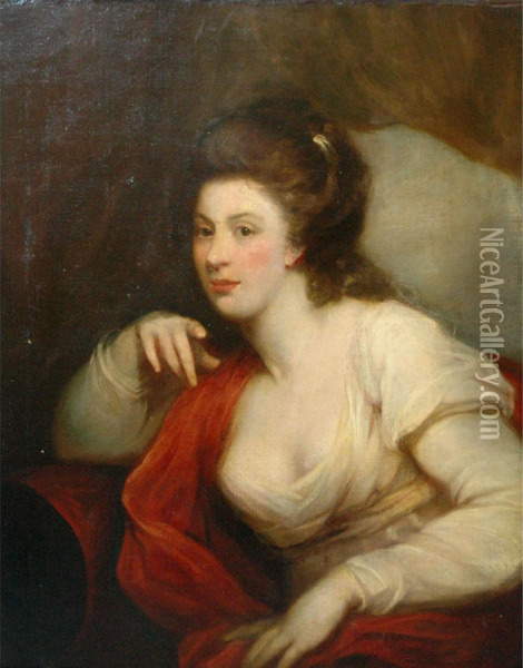 Portrait Of Lady Harcourt Oil Painting - William Owen