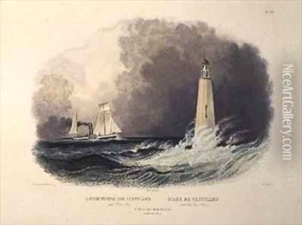 Cleveland Lighthouse on the Lake Erie Oil Painting - Karl Bodmer