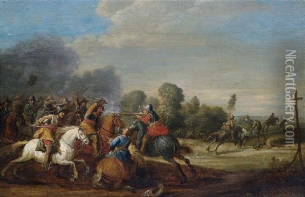 Reiterschlacht Oil Painting - Pieter Meulener