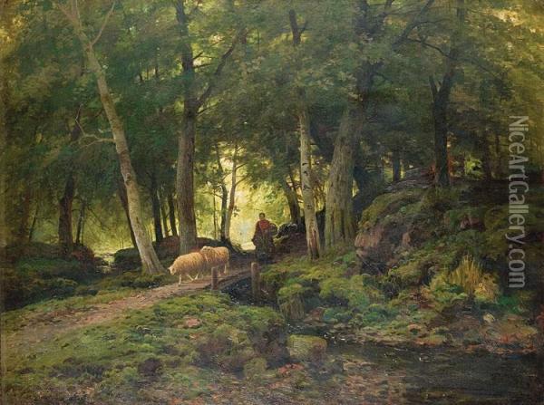 Paysage Aux Moutons Oil Painting - Ferdinand De Prins