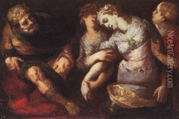 Esther And Ahasuerus Oil Painting - Giovanni Battista Crespi (il Cerano)