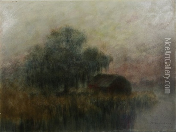 House In Landscape Oil Painting - Alexander John Drysdale
