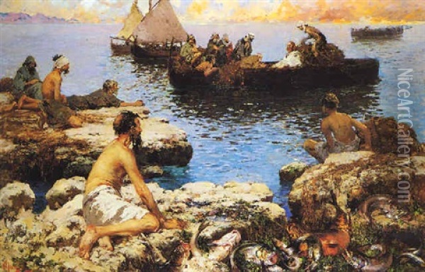 La Pesca Miracolosa Oil Painting - Vincenzo Irolli