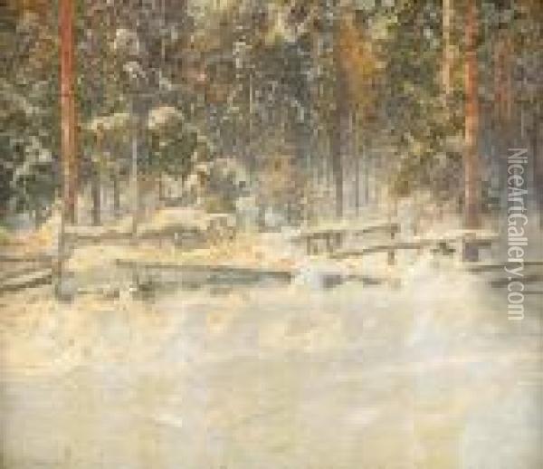 Skogslandskap I Vinterskrud Oil Painting - Anshelm Schultzberg