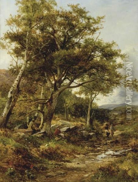 In Welsh Country Oil Painting - David Bates