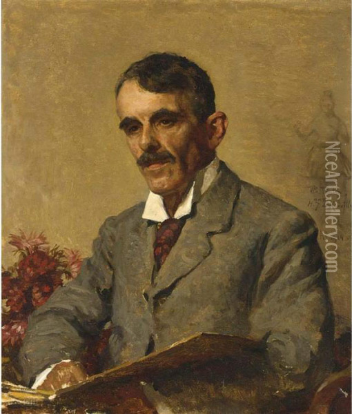 A Portrait Herman Jan De Rouville De Meux Oil Painting - Willem Bastiaan Tholen