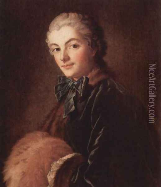 Portrait of a Lady with Muff Oil Painting - Francois Boucher