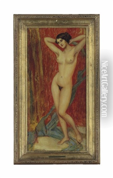 Standing Female Nude Oil Painting - Albert von Keller