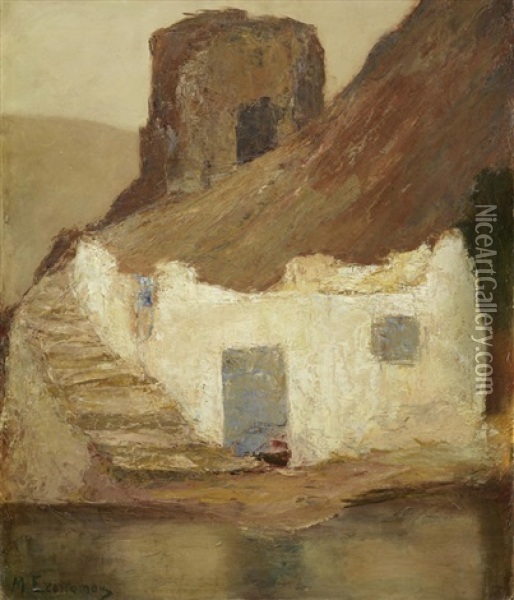 Old Mill In Hydra Oil Painting - Mihalis Economou