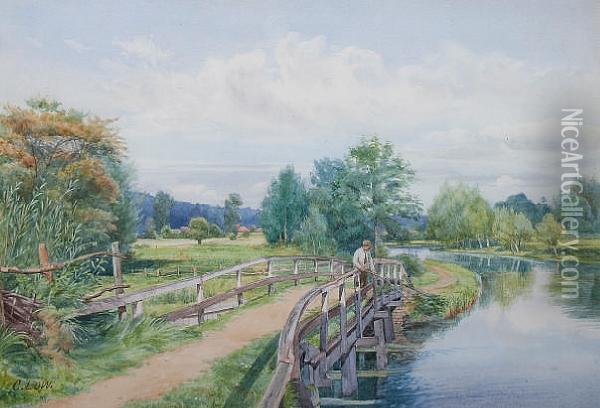 The Kennet And Avon Canal At Hampsteadmarshall Oil Painting - Charles Low