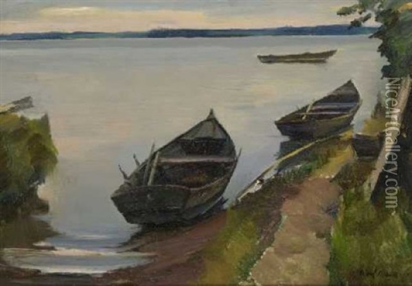 Am Ufer Der Fraueninsel Oil Painting - Hiasl Maier-Erding