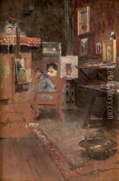 Interior De Estudio (boceto) Oil Painting - Emilio Sanchez-Perrier