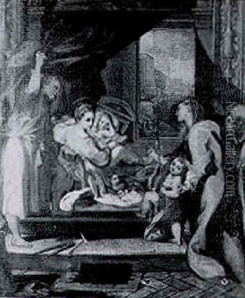 The Holy Family With The Infant St. John The Baptist, St. Elizabeth And St. Zacharias Oil Painting - Federico Barocci