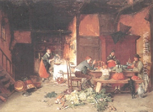 Aftonmal Oil Painting - August Jernberg