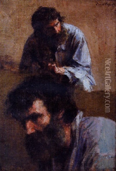 Deux Tetes D'hommes Oil Painting - Henri Fantin-Latour