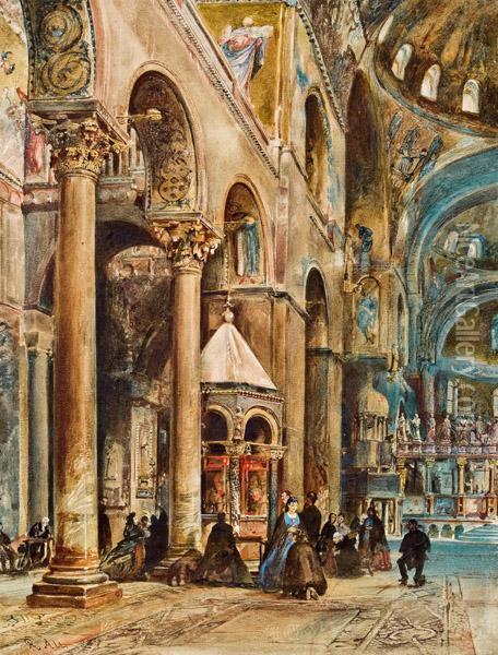 Blick In Das Innere Des Domes Von San Marco In Venedig Oil Painting - Rudolf Ritter von Alt