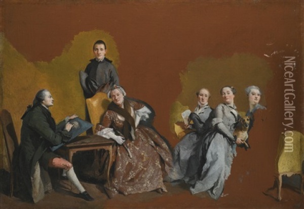The Tiepolo Family Oil Painting - Giovanni Domenico Tiepolo