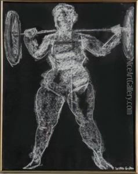 Cirker: Weightlifter Oil Painting - Walter Stanley Paget