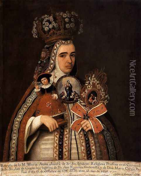 Portrait of María Anna Josefa Taking Vow 1793 Oil Painting - Jose de Alcibar