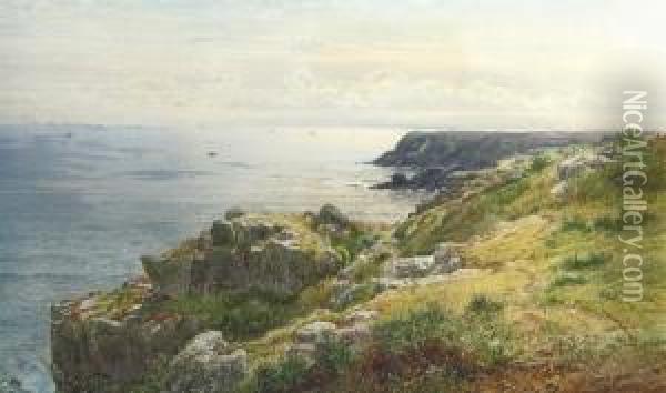 The Coast Near Land's End, Cornwall Oil Painting - George Wolfe