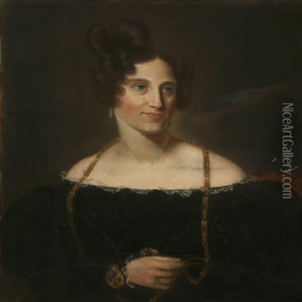 Portrait Of Georgette Elisabeth De Falsen, Nee Rosenkrantz Oil Painting - Johan Vilhelm Gertner