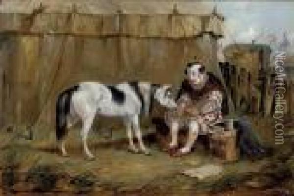 Circus Pony And Clown Oil Painting - Herny Jr Alken