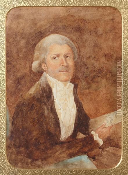 A Portrait Of Thomas Henry Davies, Advocate General At Calcutta Oil Painting - Catherine Davis