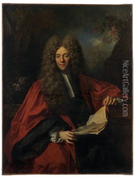 Portrait De Charles-leonor Aubry Oil Painting - Nicolas de Largilliere