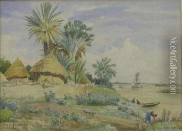 Villagede Richard Toll Oil Painting - Gaston-Marie-Anatole Roullet
