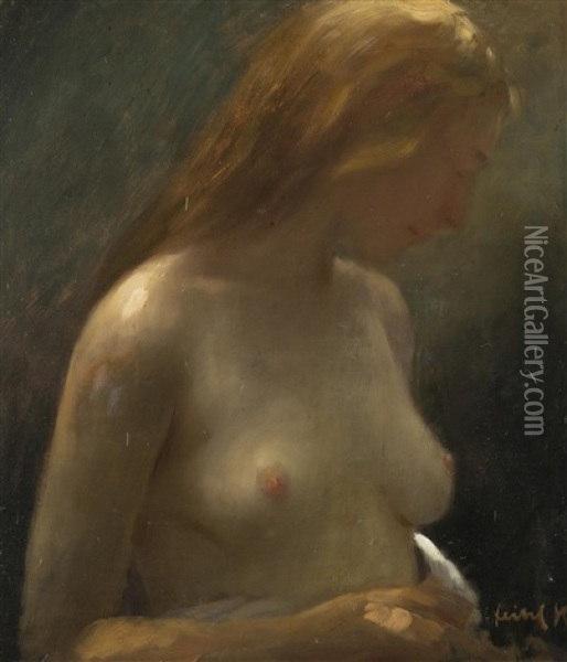 Semi-naked Girl Oil Painting - Stanislav Feikl