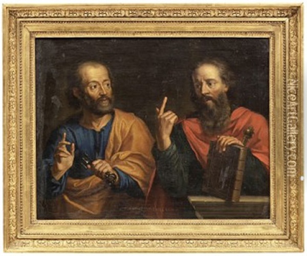 Tva Apostlar - S:t Paulus Och S:t Petrus Oil Painting - Philippe de Champaigne