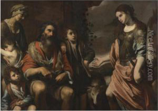 Erminia And The Shepherds Oil Painting - Valentin De Boulogne