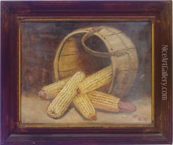 Cornstalks In A Basket Oil Painting - Alfred Montgomery