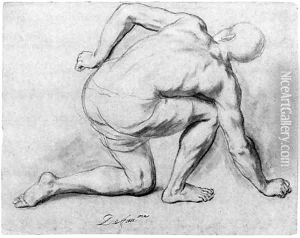 A crouching figure seen from behind Oil Painting - Henri Antoine de Favanne